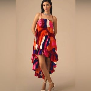 Hutch Tiered High Low Pleated Dress